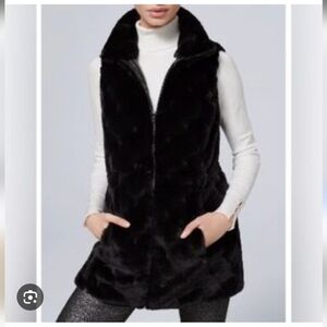 White House Black Market | Black Faux Fur Vest